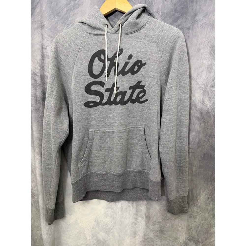 Homage Ohio State Buckeyes Hoodie Heather Grey Tri-Blend Raglan Sweatshirt S